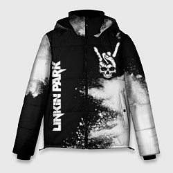 Мужская зимняя куртка Linkin Park и рок символ на темном фоне