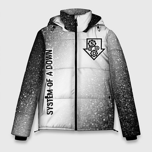Мужская зимняя куртка System of a Down glitch на светлом фоне: надпись, / 3D-Черный – фото 1