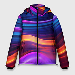 Куртка зимняя мужская Волнистые неоновые линии, цвет: 3D-светло-серый