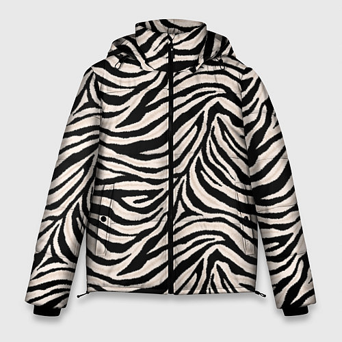 Мужская зимняя куртка Полосатая шкура зебры, белого тигра / 3D-Светло-серый – фото 1