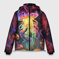 Куртка зимняя мужская Фантастическая медуза, цвет: 3D-черный
