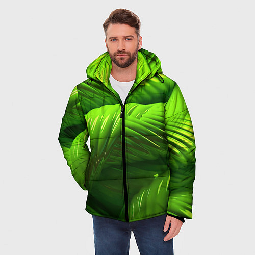 Мужская зимняя куртка Объемный зеленый канат / 3D-Светло-серый – фото 3