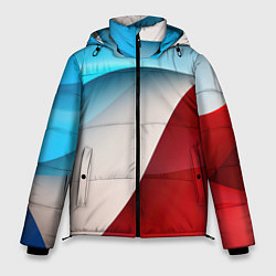 Куртка зимняя мужская Белые синие и красные волны, цвет: 3D-красный