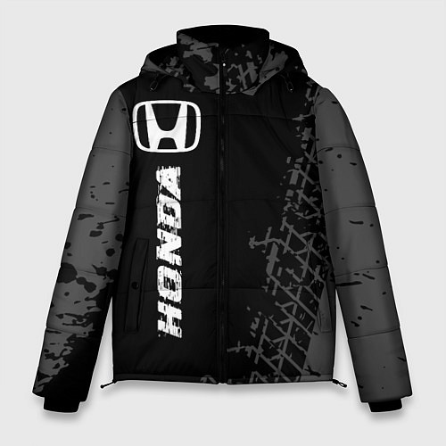 Мужская зимняя куртка Honda speed на темном фоне со следами шин: по-верт / 3D-Черный – фото 1