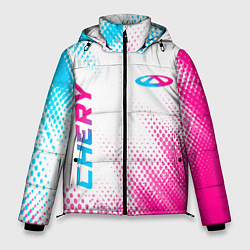 Мужская зимняя куртка Chery neon gradient style: надпись, символ