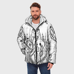 Куртка зимняя мужская ЧБ Киберпанк-Модерн, цвет: 3D-красный — фото 2