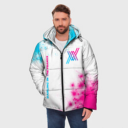 Куртка зимняя мужская Darling in the FranXX neon gradient style: надпись, цвет: 3D-черный — фото 2