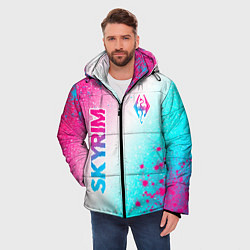Куртка зимняя мужская Skyrim neon gradient style: надпись, символ, цвет: 3D-черный — фото 2