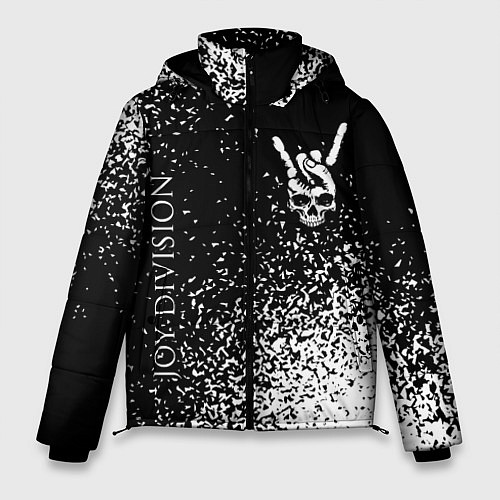 Мужская зимняя куртка Joy Division и рок символ на темном фоне / 3D-Черный – фото 1