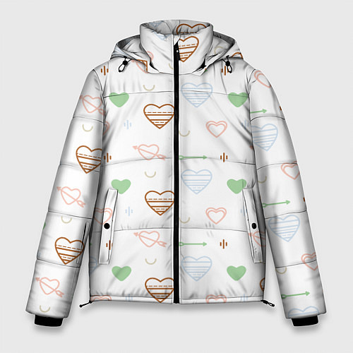 Мужская зимняя куртка Cute hearts / 3D-Черный – фото 1