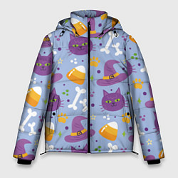 Куртка зимняя мужская Кошачий хэллоуин, цвет: 3D-светло-серый