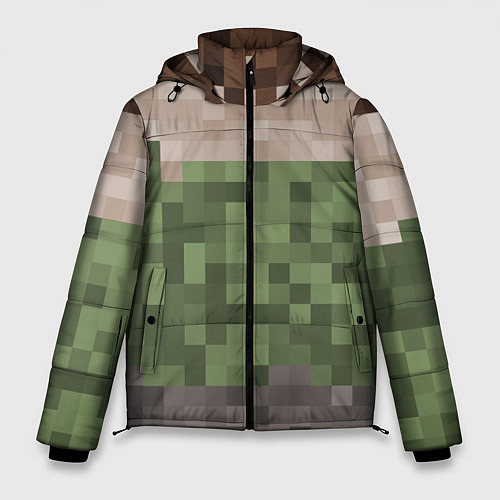 Мужская зимняя куртка Пиксельная текстура / 3D-Черный – фото 1
