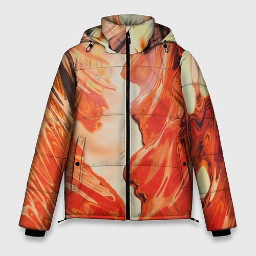 Мужская зимняя куртка Бежевые и красные краски / 3D-Черный – фото 1