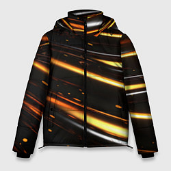 Куртка зимняя мужская Золотые плавные линии, цвет: 3D-черный
