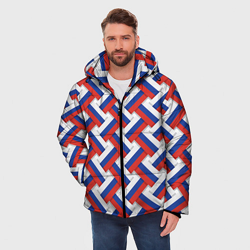 Мужская зимняя куртка Россия - плетёнка / 3D-Светло-серый – фото 3