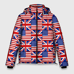 Куртка зимняя мужская Флаги США и Англии, цвет: 3D-красный