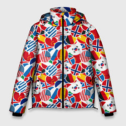 Куртка зимняя мужская Флаги стран мира, цвет: 3D-красный