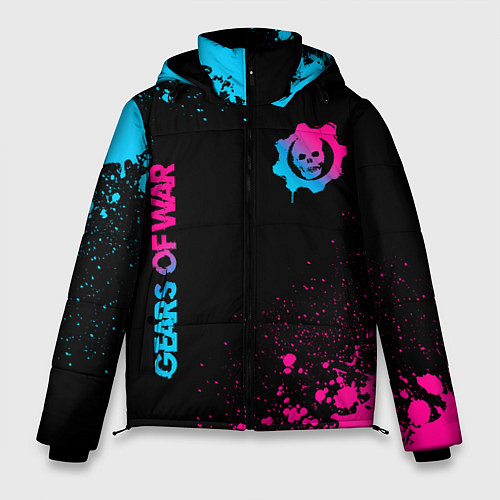 Мужская зимняя куртка Gears of War - neon gradient: надпись, символ / 3D-Черный – фото 1