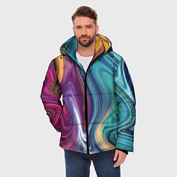 Куртка зимняя мужская Красочные волны, цвет: 3D-черный — фото 2