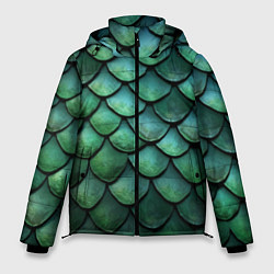 Куртка зимняя мужская Чешуя зелёного дракона, цвет: 3D-черный