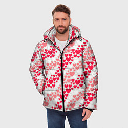 Куртка зимняя мужская Волны Любви - сердечки, цвет: 3D-красный — фото 2