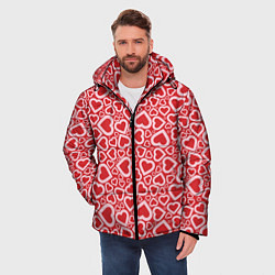 Куртка зимняя мужская Любовь - сердечки, цвет: 3D-черный — фото 2