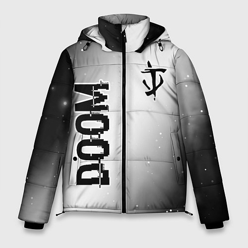 Мужская зимняя куртка Doom glitch на светлом фоне: надпись, символ / 3D-Черный – фото 1