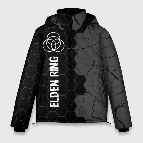 Мужская зимняя куртка Elden Ring glitch на темном фоне: по-вертикали / 3D-Черный – фото 1