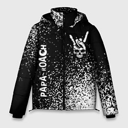 Мужская зимняя куртка Papa Roach и рок символ на темном фоне