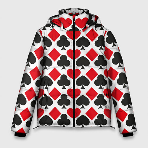 Мужская зимняя куртка Масти карточные - символика / 3D-Черный – фото 1