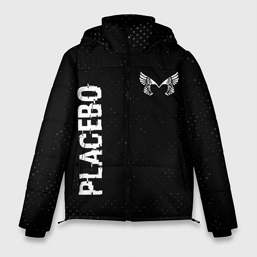 Мужская зимняя куртка Placebo glitch на темном фоне: надпись, символ / 3D-Черный – фото 1