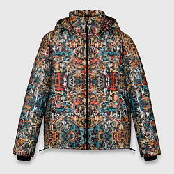 Куртка зимняя мужская Каллиграфический паттерн, цвет: 3D-черный