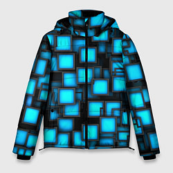Куртка зимняя мужская Геометрия - синие квадраты, цвет: 3D-черный
