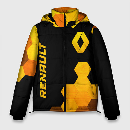Мужская зимняя куртка Renault - gold gradient: надпись, символ / 3D-Черный – фото 1