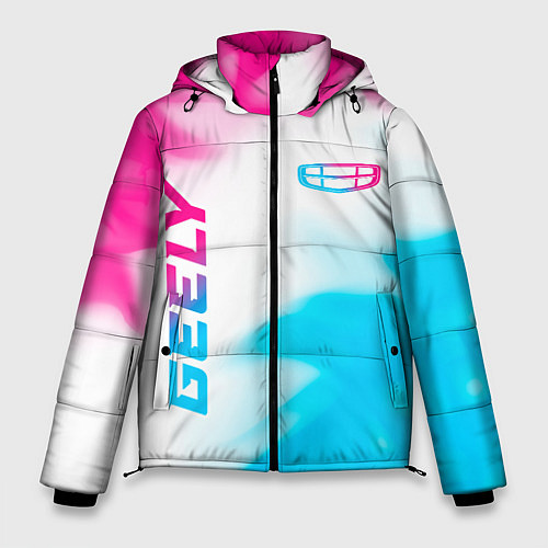 Мужская зимняя куртка Geely neon gradient style: надпись, символ / 3D-Черный – фото 1