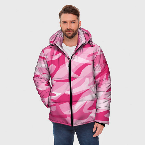 Мужская зимняя куртка Камуфляж в розовом / 3D-Светло-серый – фото 3