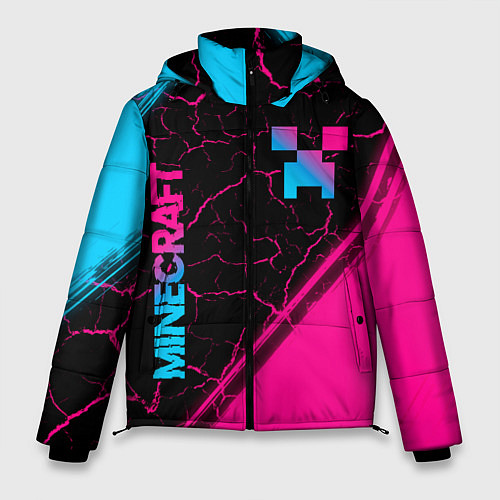 Мужская зимняя куртка Minecraft - neon gradient: надпись, символ / 3D-Черный – фото 1