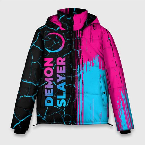 Мужская зимняя куртка Demon Slayer - neon gradient: по-вертикали / 3D-Черный – фото 1