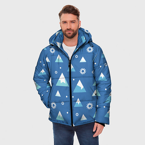 Мужская зимняя куртка Снег в горах / 3D-Светло-серый – фото 3
