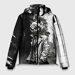 Куртка зимняя мужская Кибернетический кицунэ, цвет: 3D-светло-серый