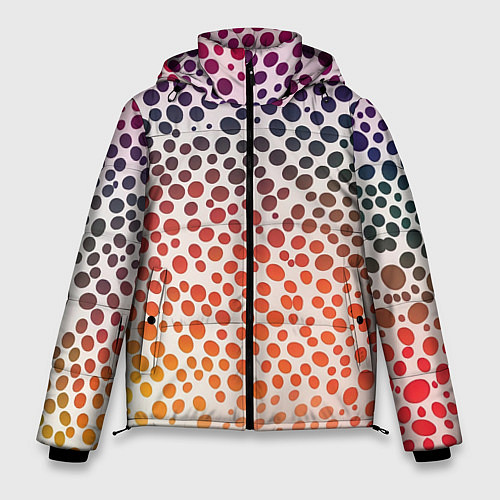 Мужская зимняя куртка Радужные градиентные круги / 3D-Светло-серый – фото 1