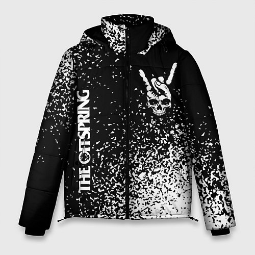Мужская зимняя куртка The Offspring и рок символ на темном фоне / 3D-Черный – фото 1