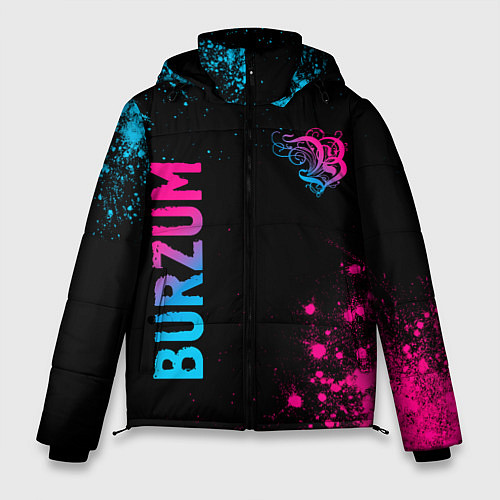 Мужская зимняя куртка Burzum - neon gradient: надпись, символ / 3D-Черный – фото 1