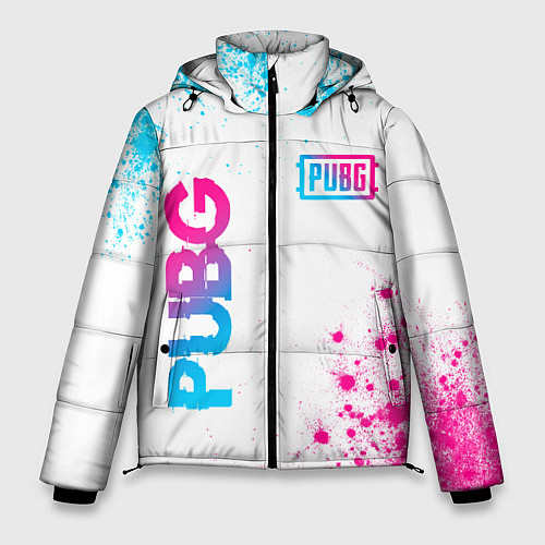 Мужская зимняя куртка PUBG neon gradient style: надпись, символ / 3D-Черный – фото 1