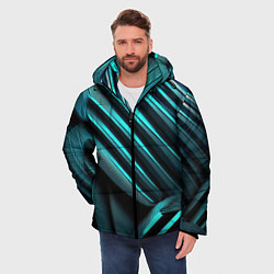 Куртка зимняя мужская Объемные полосы, цвет: 3D-светло-серый — фото 2