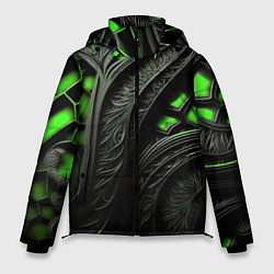 Куртка зимняя мужская Green black abstract, цвет: 3D-красный