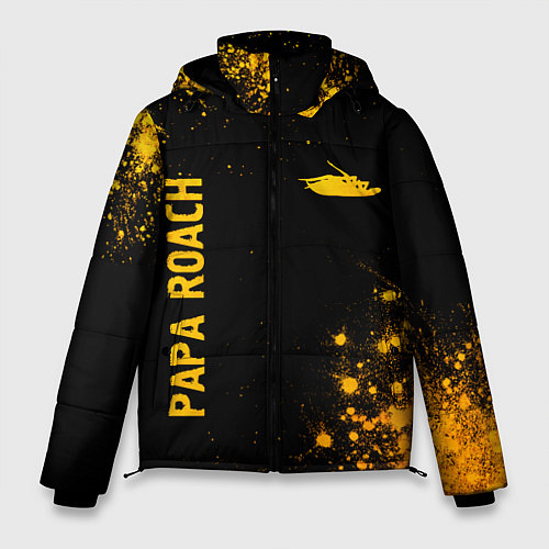 Мужская зимняя куртка Papa Roach - gold gradient: надпись, символ / 3D-Черный – фото 1