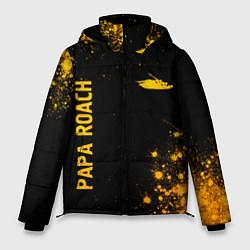 Мужская зимняя куртка Papa Roach - gold gradient: надпись, символ