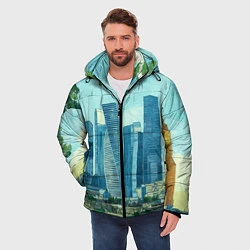 Куртка зимняя мужская Москва-сити Ван Гог, цвет: 3D-светло-серый — фото 2