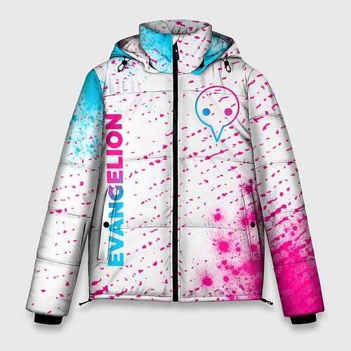 Мужская зимняя куртка Evangelion neon gradient style: надпись, символ / 3D-Черный – фото 1